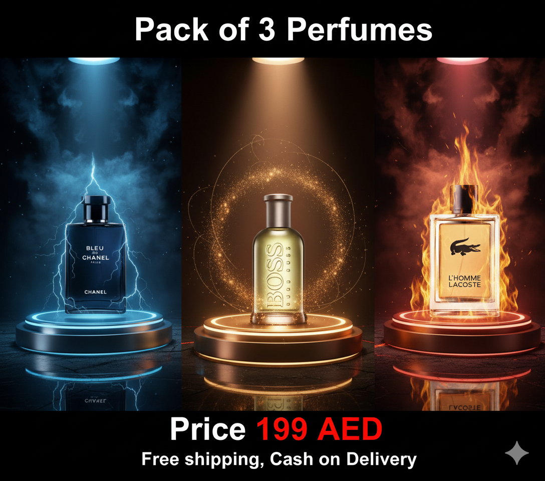 Pack of 3 for Men (Hugo Boss + Lacoste L'Homme + Blue De Chanel)