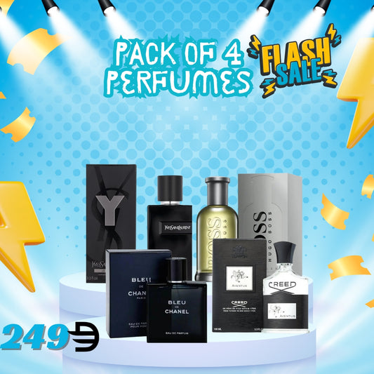 Pack of 4 For Men ( Yves Saint Laurent Y + Blue De Chanel + Creed Aventus + Hogo Boss)