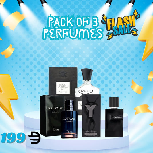 Pack of 3 For Men (Creed Aventus + Yves Saint Laurent Y + Dior Sauvage)