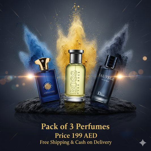 Pack of 3 For Men (Dior Sauvage + Amouage Interlude + Hugo Boss)
