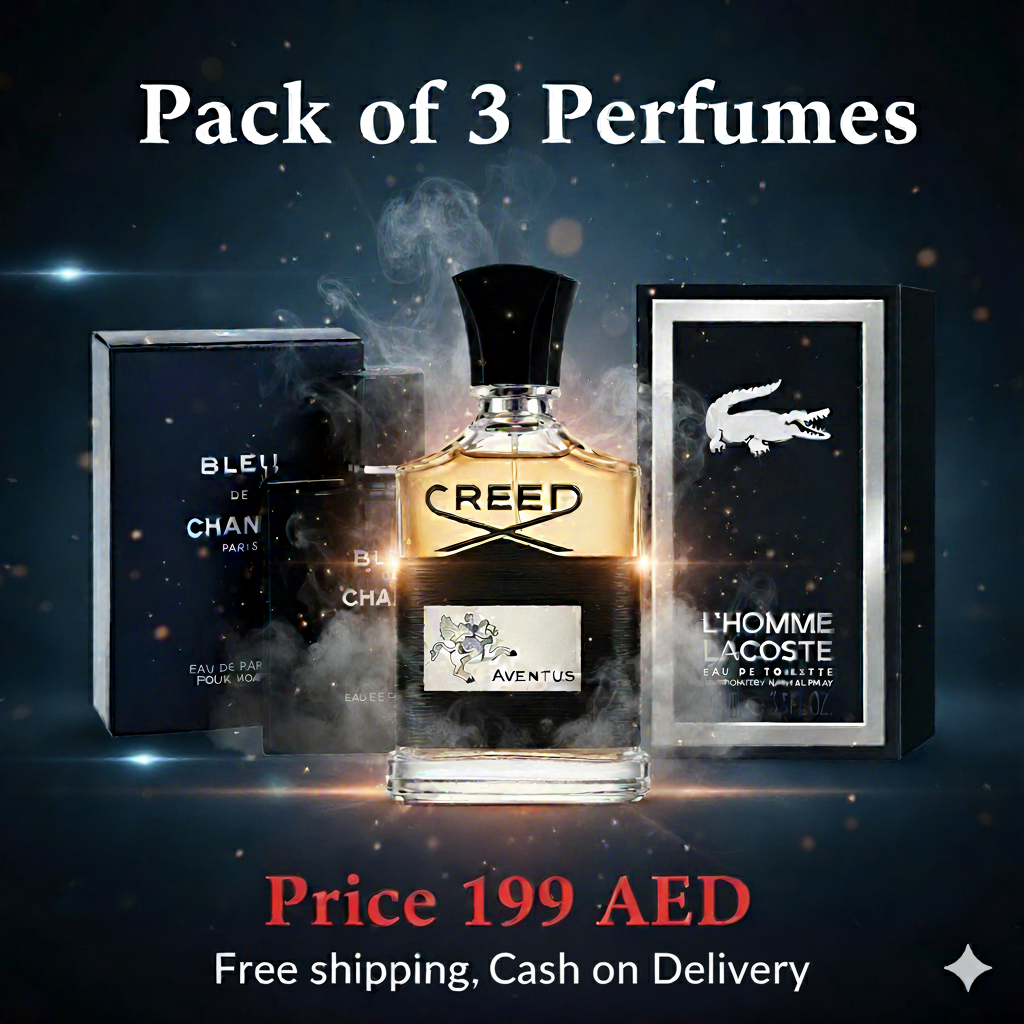 Pack of 3 For Men (Blue De Chanel + Lacoste L'Homme + Creed Aventus)