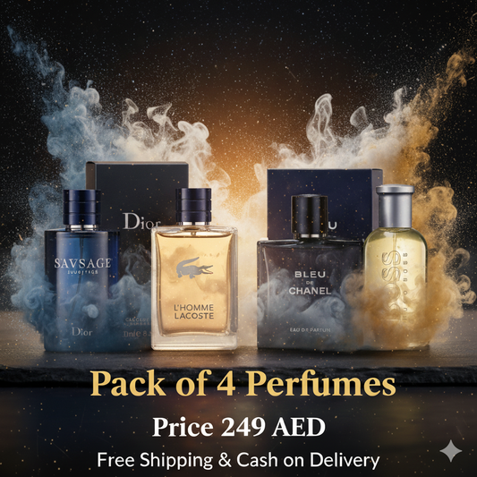 Pack of 4 for Men (Dior Sauvage + Lacoste L'Homme + Blue De Chanel + Hugo Boss)